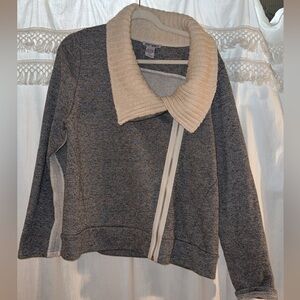 Gray and Cream Zip-Up Jacket